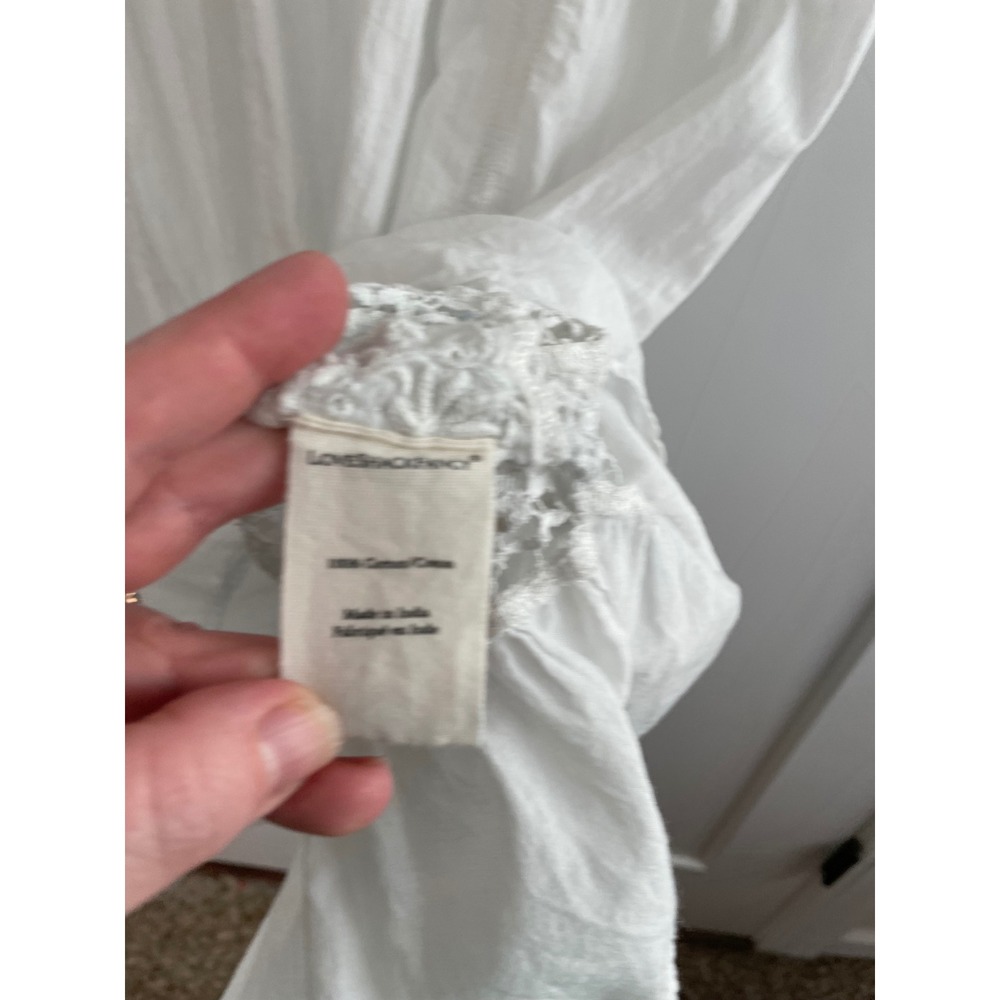 LoveShackFancy White Eyelet Lace Embroidered Midi Dress Flutter Sleeve XS - Picture 10 of 11